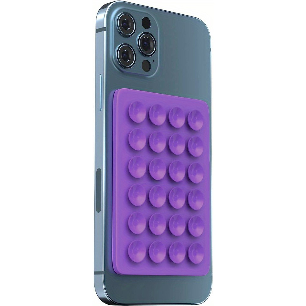 Universal Smartphone Halterung - Selbstklebender Silikon Aufsatz mit Saugnäpfen zum Befestigen - Violett