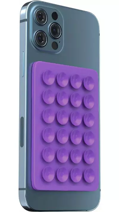 Support universel pour smartphone - Fixation autocollante en silicone avec ventouses - Violet
