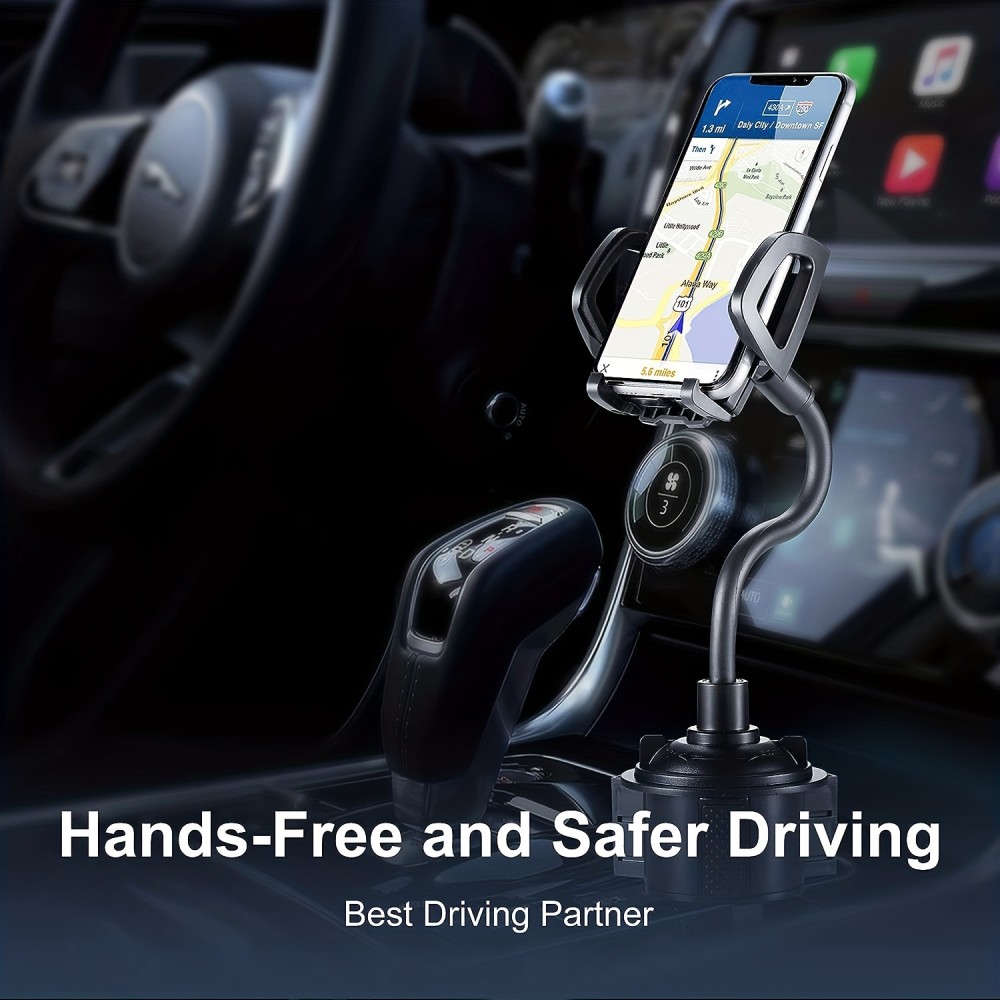 Support universel pour smartphone handsfree pour voiture pour porte-gobelet bras flexible - Noir