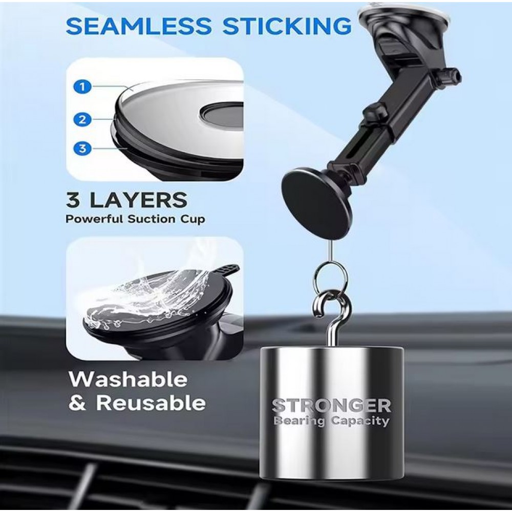 Support universel téléphone voiture pare-brise magnétique MagSafe ultra fort réglable - Noir