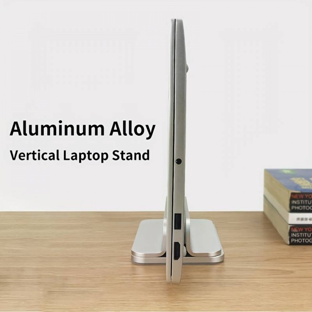 Vertikaler und einstellbarer Ständer für MacBook - Laptop - Notebook aus Aluminium (Single Stand) - Silber