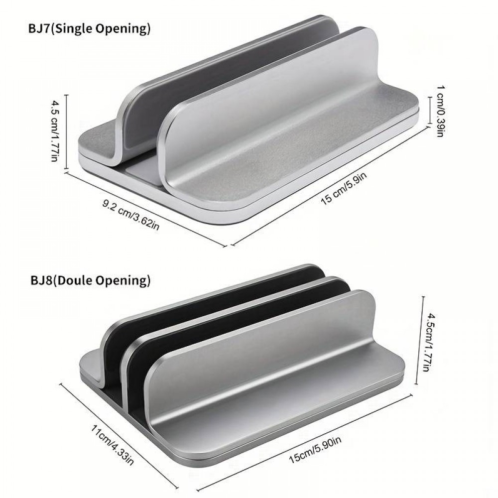 Vertikaler und einstellbarer Ständer für MacBook - Laptop - Notebook aus Aluminium (Single Stand) - Silber