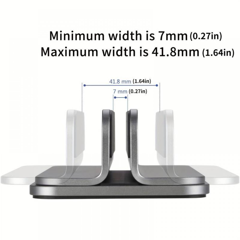 Vertikaler und einstellbarer Ständer für MacBook - Laptop - Notebook aus Aluminium (Single Stand) - Silber
