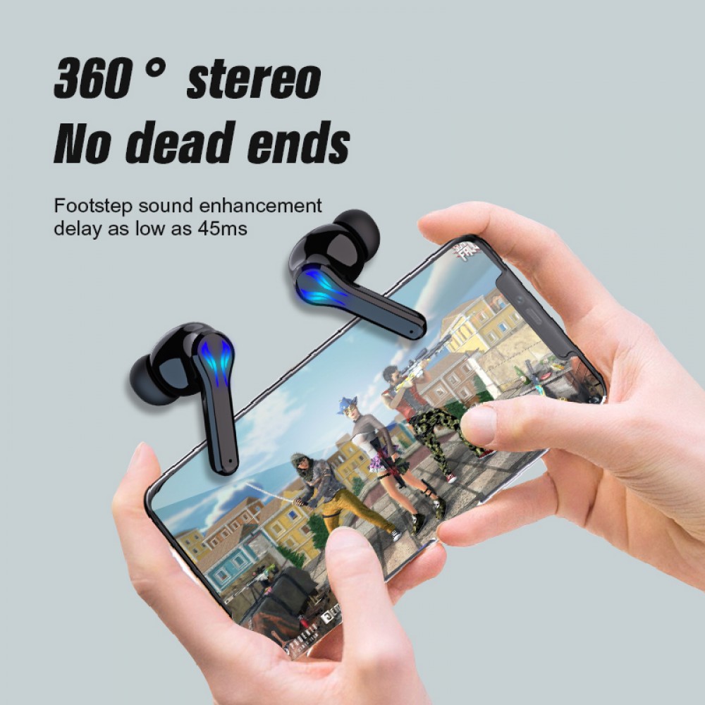 Ecouteurs sans fil TWS P86 In-Ear Gaming Headphones avec Bluetooth 5.1 design futuriste incl. lumière LED