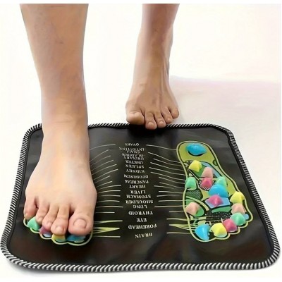Tapis d'acupression pour pieds en pierres colorées coussin de massage compact pour la maison - Noir