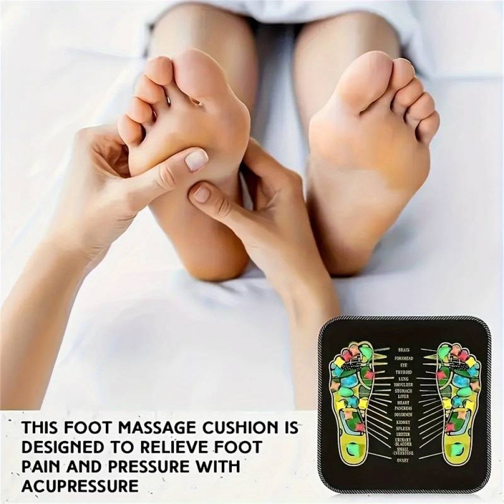 Tapis acupression pour pieds en pierres colorées coussin de massage compact pour la maison - Noir
