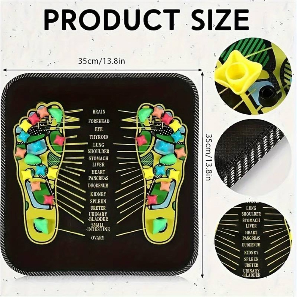 Tapis acupression pour pieds en pierres colorées coussin de massage compact pour la maison - Noir