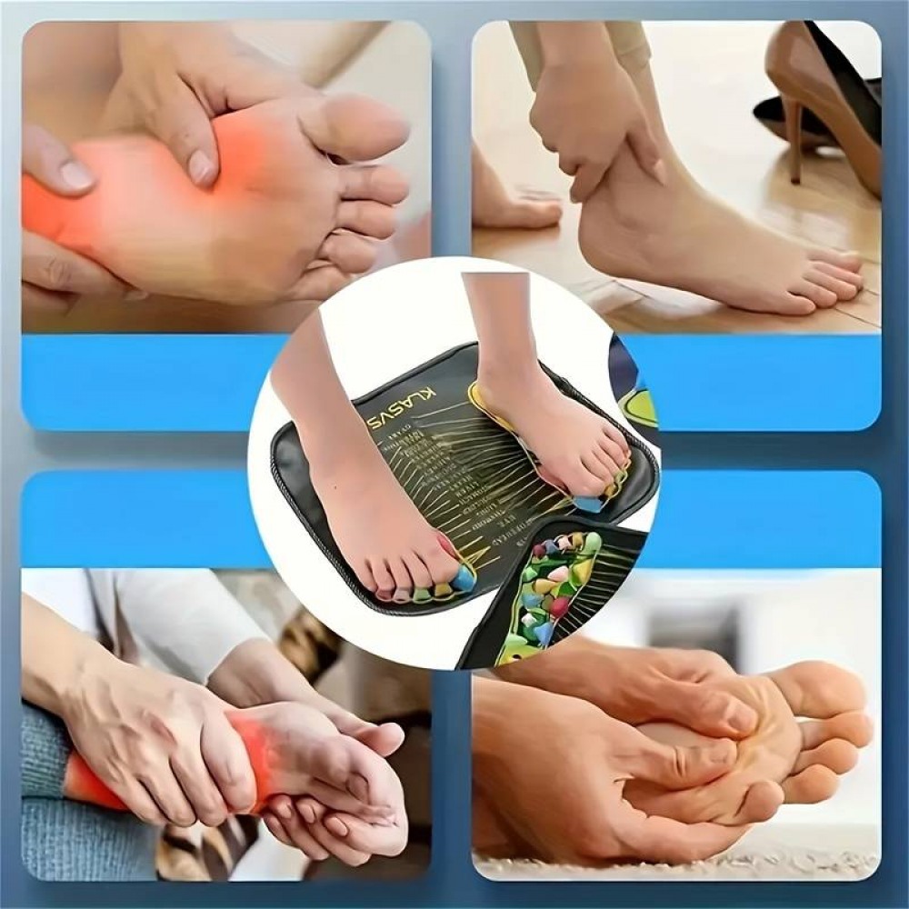 Tapis acupression pour pieds en pierres colorées coussin de massage compact pour la maison - Noir