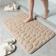 Tapis de bain effet galets mémoire de forme absorbant et anti-dérapant (40 x 60 cm) - Beige