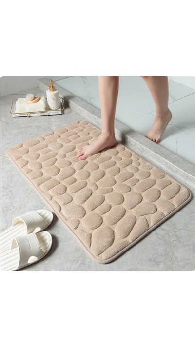 Badematte mit Kieselsteineffekt mit Formgedächtnis, saugfähig und rutschfest (40 x 60 cm) - Beige