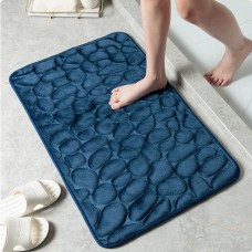 Badematte mit Kieselsteineffekt mit Formgedächtnis, saugfähig und rutschfest (40 x 60 cm) - Blau