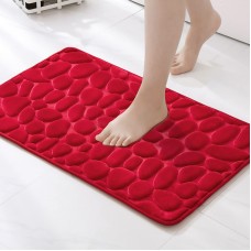 Tapis de bain effet galets mémoire de forme absorbant et anti-dérapant (40 x 60 cm) - Rouge