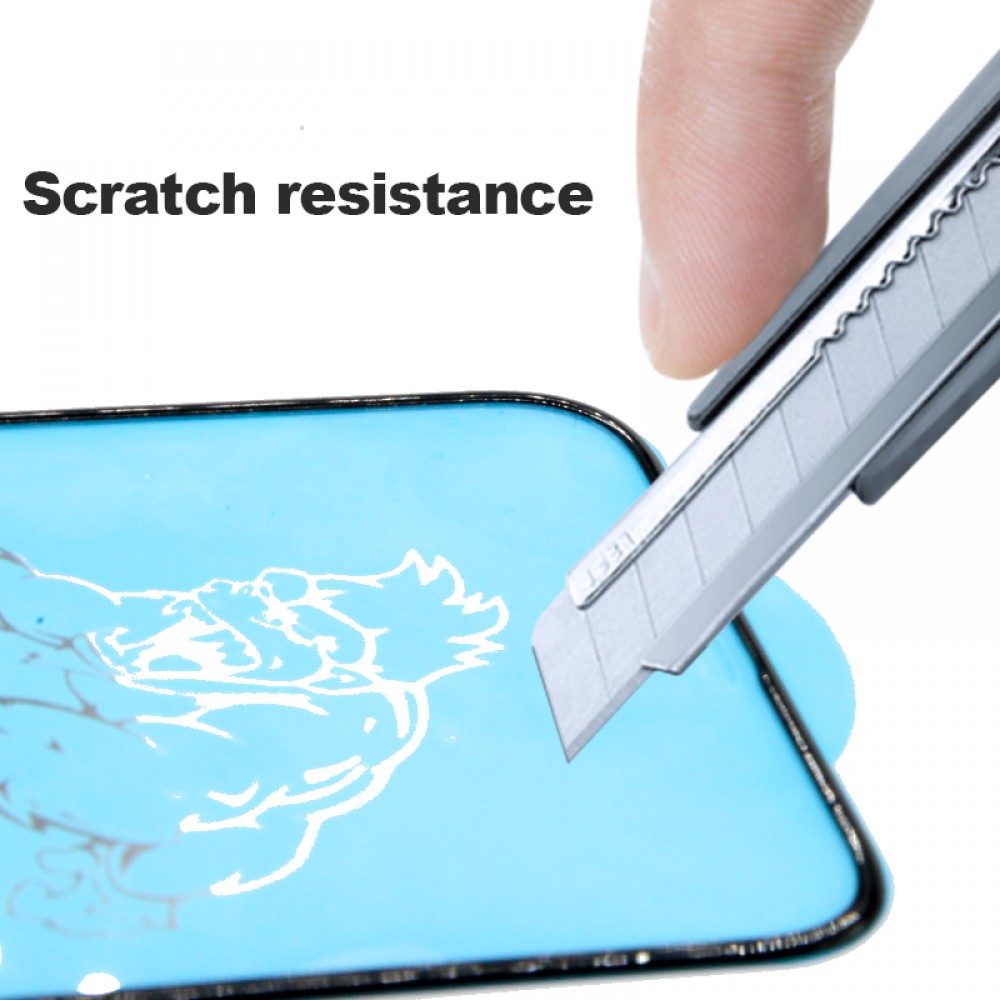 Tempered Glass iPhone 14 Pro Max - Vitre de protection d'écran intégrale avec bord en silicone anti-choc