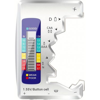 Testeur de piles universel intelligent avec affichage LED intégré de la charge des piles - Argent