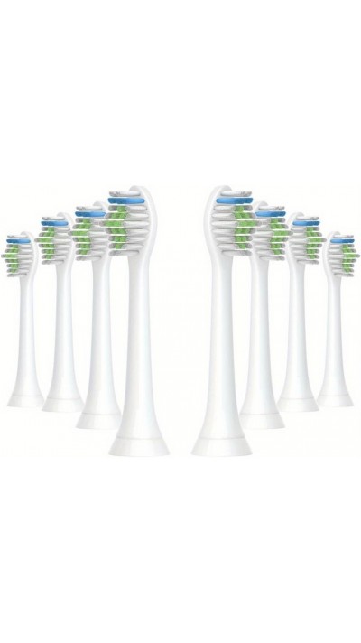 Têtes de brosse à dents de remplacement diamond clean Philips Sonicare (pack de 8, pas d'origine Philips) - Blanc