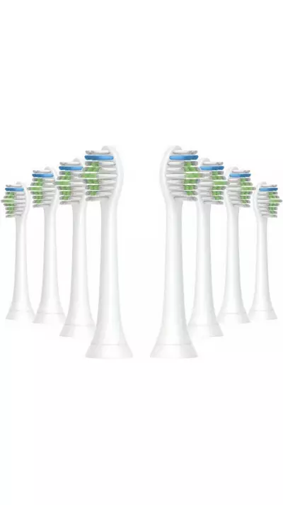Têtes de brosse à dents de remplacement diamond clean Philips Sonicare (pack de 8, pas d'origine Philips) - Blanc