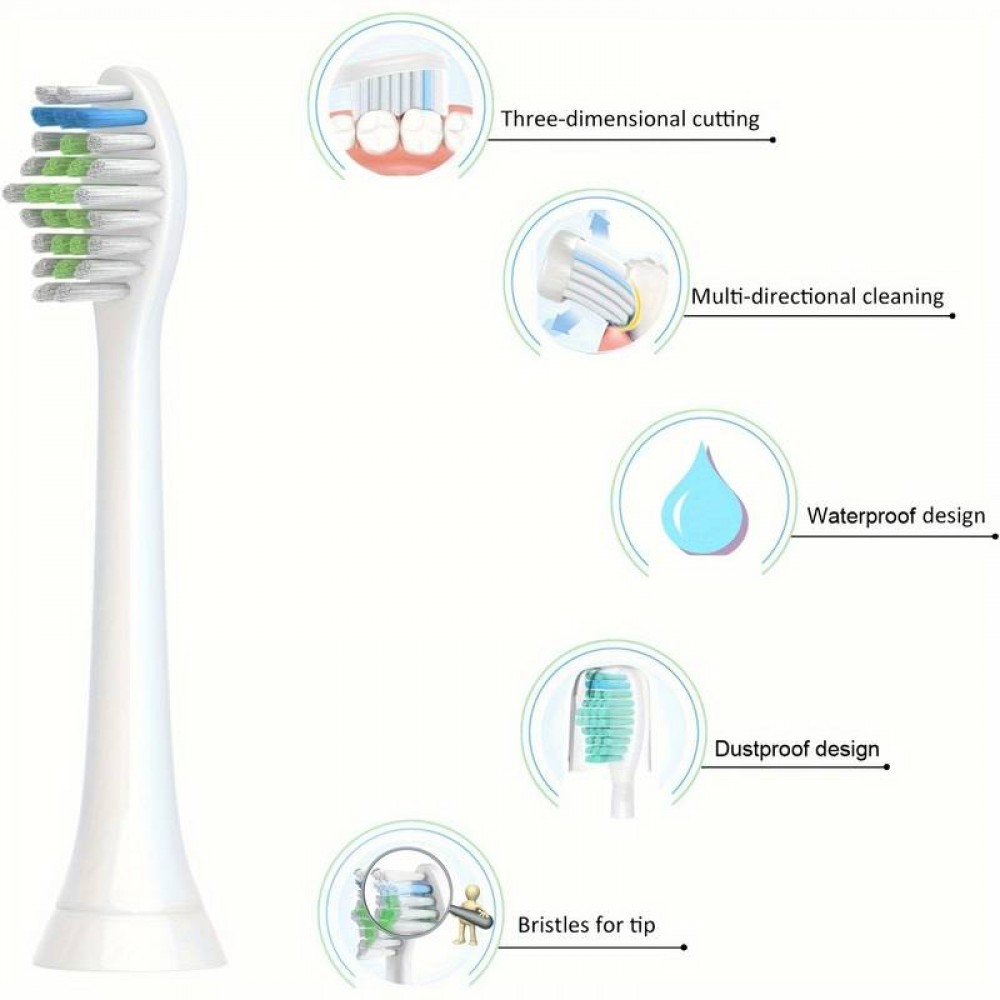 Philips Sonicare Ersatzbürstenköpfe Diamond clean für Zahnbürste (Packung mit 8 Stück) - Schwarz