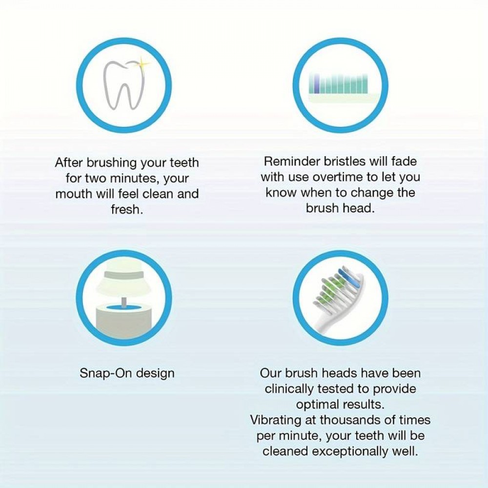 Têtes de brosse à dents de remplacement diamond clean Philips Sonicare (pack de 8, pas d'origine Philips) - Noir