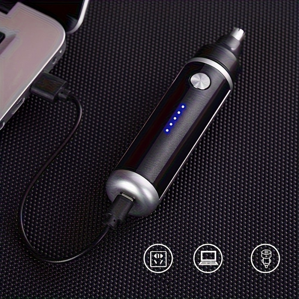 Tondeuse électrique rasoir pour nez et oreilles rechargeable USB-C (500 mAh) - Noir