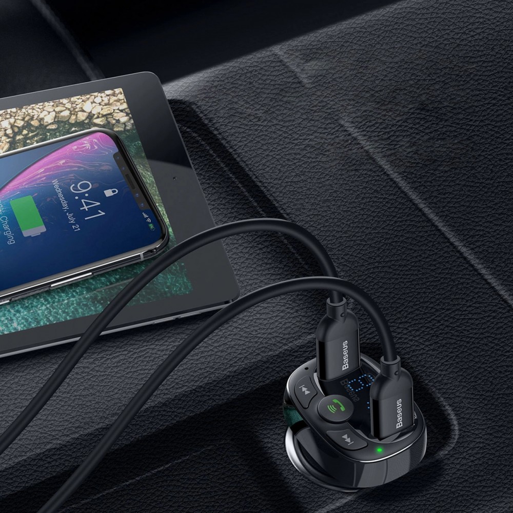 Transmetteur Bluetooth chargeur voiture Baseus S-09A édition internationale - Noir