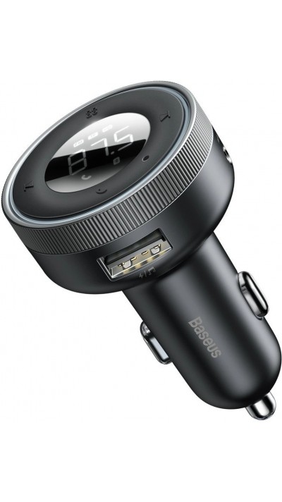Transmetteur FM Voiture Bluetooth 5.0 Baseus Enjoy avec Chargeur LED 2x USB / Prise Jack 3.5mm Sans Fil Lecteur MP3 3.4A (CCLH-01) - Noir