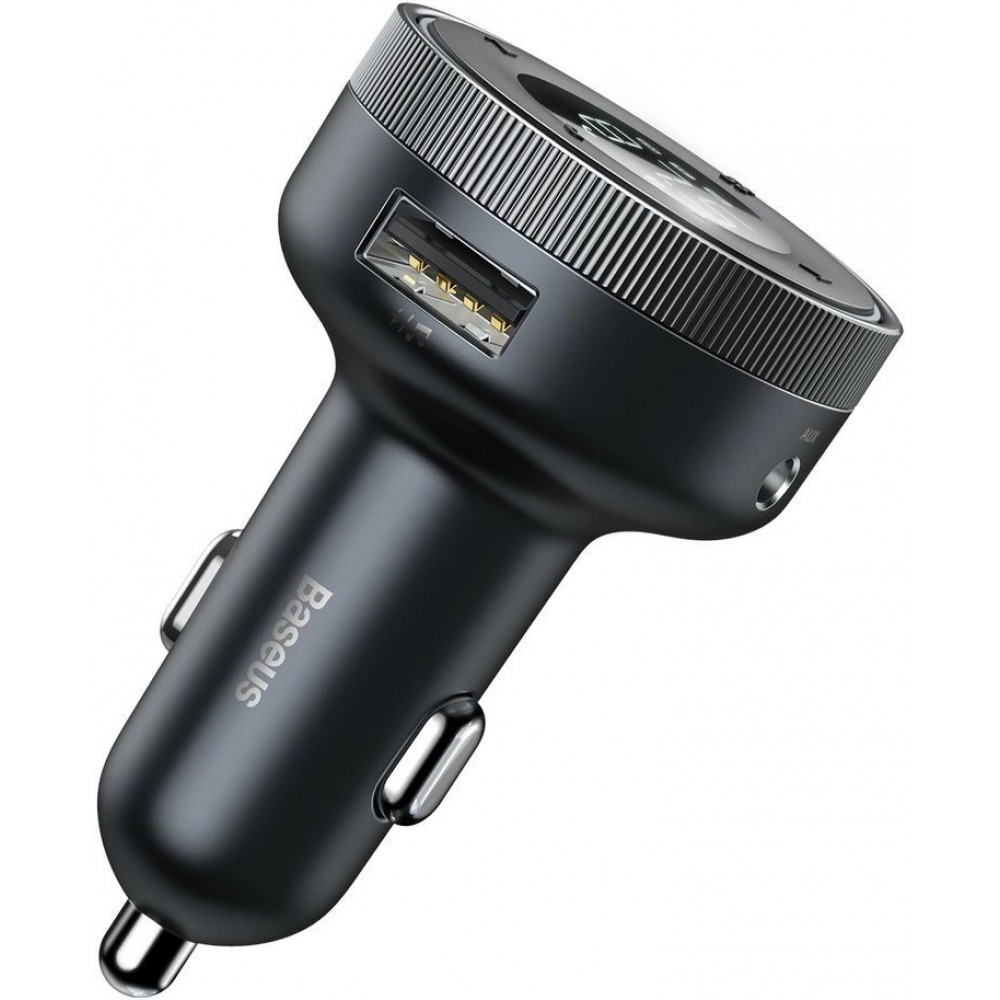 Baseus Enjoy FM Transmitter Auto Ladegerät LED 2x USB / 3.5mm Klinkenstecker Drahtloser MP3-Player Bluetooth 5.0 3.4A (CCLH-01) - Schwarz