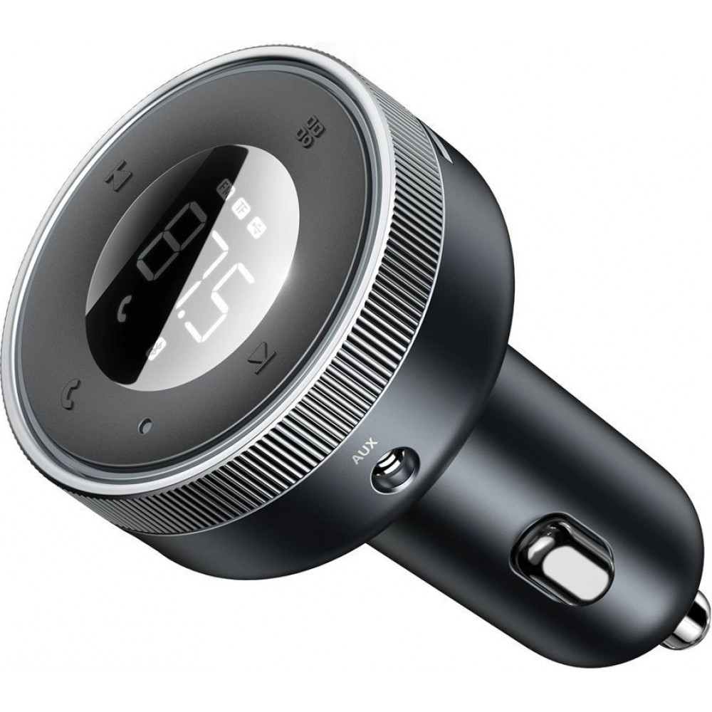 Baseus Enjoy FM Transmitter Auto Ladegerät LED 2x USB / 3.5mm Klinkenstecker Drahtloser MP3-Player Bluetooth 5.0 3.4A (CCLH-01) - Schwarz