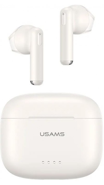 USAMS Dual-mic ENC Earbuds écouteurs sans fil Bluetooth 5.3 avec suppression du bruit - Blanc