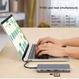 USB-C Hub 11 in 1 multi-ports aluminium Docking Station MacBook 4K HDMI + LAN + USB3.0 - Silber