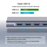 USB-C Hub 11 in 1 multi-ports aluminium Docking Station MacBook 4K HDMI + LAN + USB3.0 - Silber