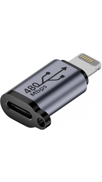 USB-C vers Lightning - Adaptateur de charge de haute qualité Connecteur Transfert de données 480Mbps Aluminium