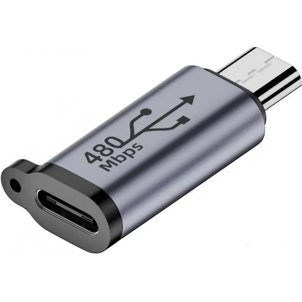 USB-C vers Micro USB - Adaptateur de charge de haute qualité Connecteur Transfert de données 480Mbps Aluminium