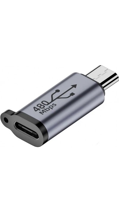USB-C vers Micro USB - Adaptateur de charge de haute qualité Connecteur Transfert de données 480Mbps Aluminium