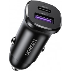 Ugreen 30W Doppelanschluss Ladestecker für Zigarettenanzünder USB-A & USB-C Power Delivery QC3.0 - Schwarz