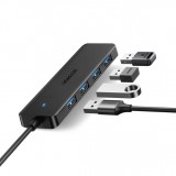 Ugreen USB-A Hub mit 4 Anschlüssen Multiport Highspeed 5Gbps extra schlank 4x USB-A 3.0 Plug and Play - Schwarz