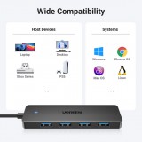 Ugreen USB-A Hub mit 4 Anschlüssen Multiport Highspeed 5Gbps extra schlank 4x USB-A 3.0 Plug and Play - Schwarz