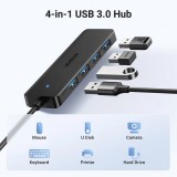 Ugreen USB-A Hub mit 4 Anschlüssen Multiport Highspeed 5Gbps extra schlank 4x USB-A 3.0 Plug and Play - Schwarz