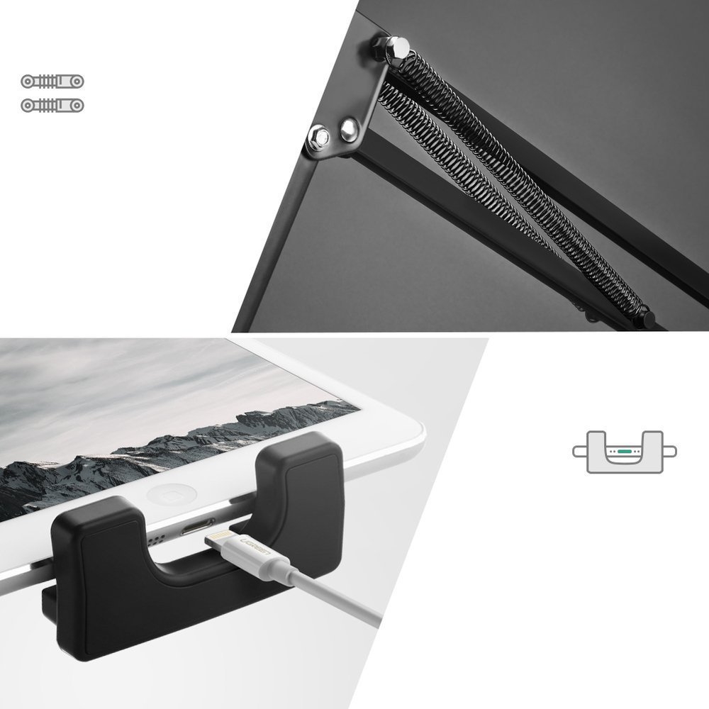 Ugreen support trépied bras pliant pour table bureau pour téléphone tablette - Noir