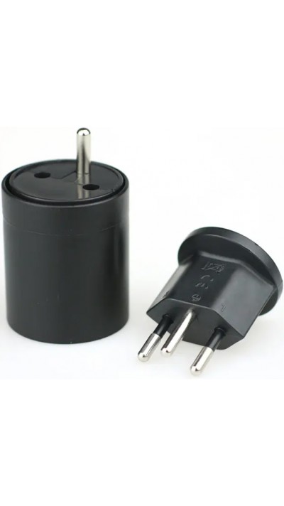 Adaptateur fixe Europe à Suisse - Universal Power Plug Adapter EU/CH - Noir