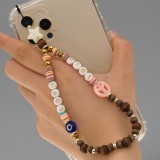 Bijou de téléphone universel / Pendentif bracelet à charms - N°26 Peace & Love - Brun