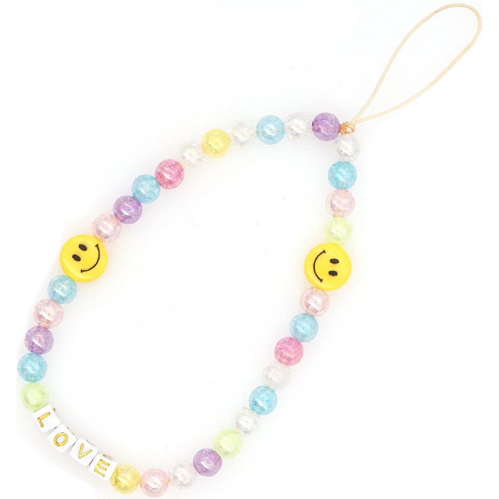 Bijou de téléphone universel / Pendentif bracelet à charms - N°31 LOVE smiley multicolor