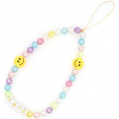 Bijou de téléphone universel / Pendentif bracelet à charms - N°31 LOVE smiley multicolor