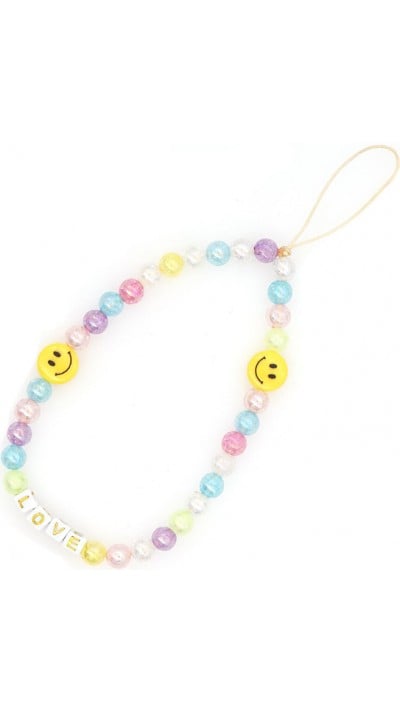 Bijou de téléphone universel / Pendentif bracelet à charms - N°31 LOVE smiley multicolor