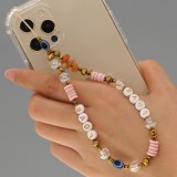 Universal Smartphone Armband Schmuck Charms - N°34 LOVE und Perlen - Rosa gold