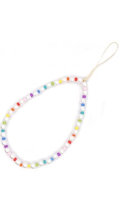 Bijou de téléphone universel / Pendentif bracelet à charms - N°36 Perles multicolors