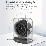 Ventilateur de bureau portable design transparent orientable avec écran LED (3 vitesses) - Noir