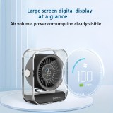 Ventilateur de bureau portable design transparent orientable avec écran LED (3 vitesses) - Noir