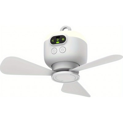 Ventilateur de camping rechargeable USB 8000 mAh avec lumière LED intégrée télécommandé blanc pour tente et extérieur - Blanc