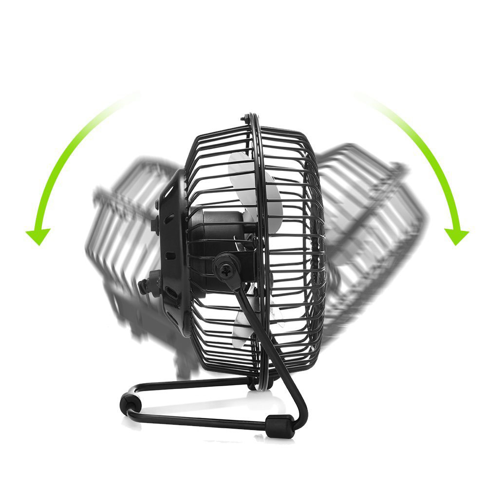 Ventilateur de table USB compact et rotatif pour la maison/le bureau/les voyages - Noir