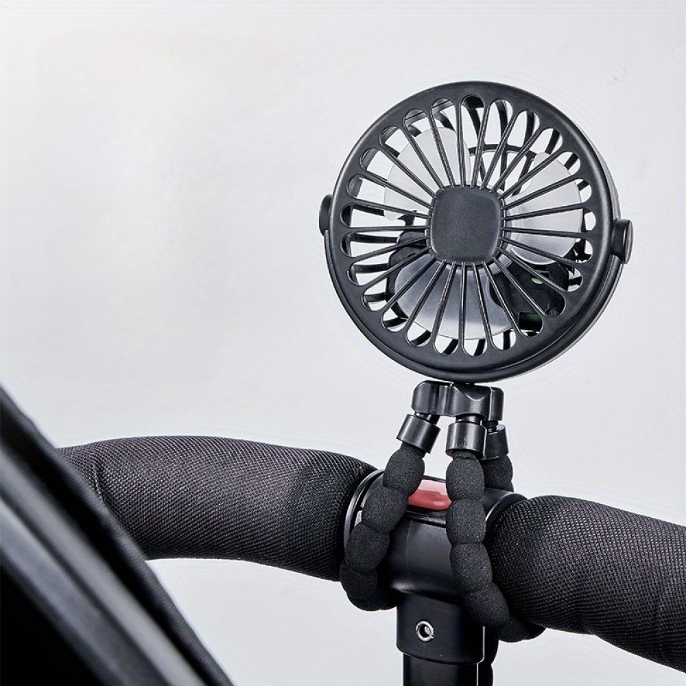 Mini USB Ventilator Octopus - Tragbarer wiederaufladbarer 3-Geschwindigkeits-Fan mit Kinderwagen- und Outdoor-Halterung